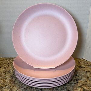 (8) Smart Planet Bamboo Fiber Pink 11” Dinner Plates